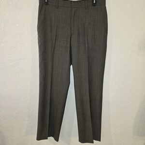 Banana Republic Wool Blend straight leg Dress Pants Grey Striped Mens Size 35x32